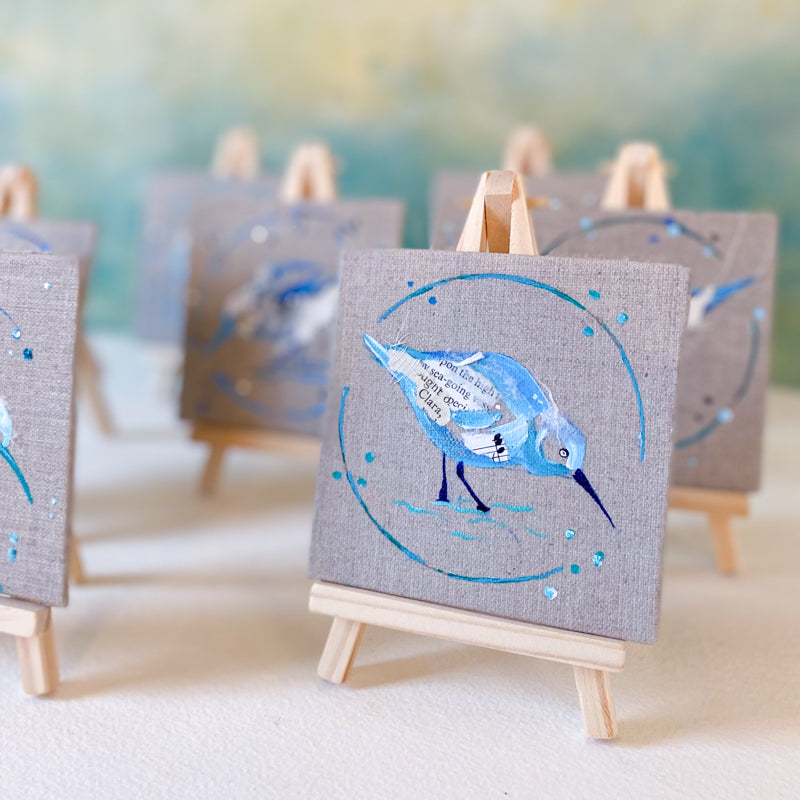 Mini Bird Painting on Easel Sandpiper Clara