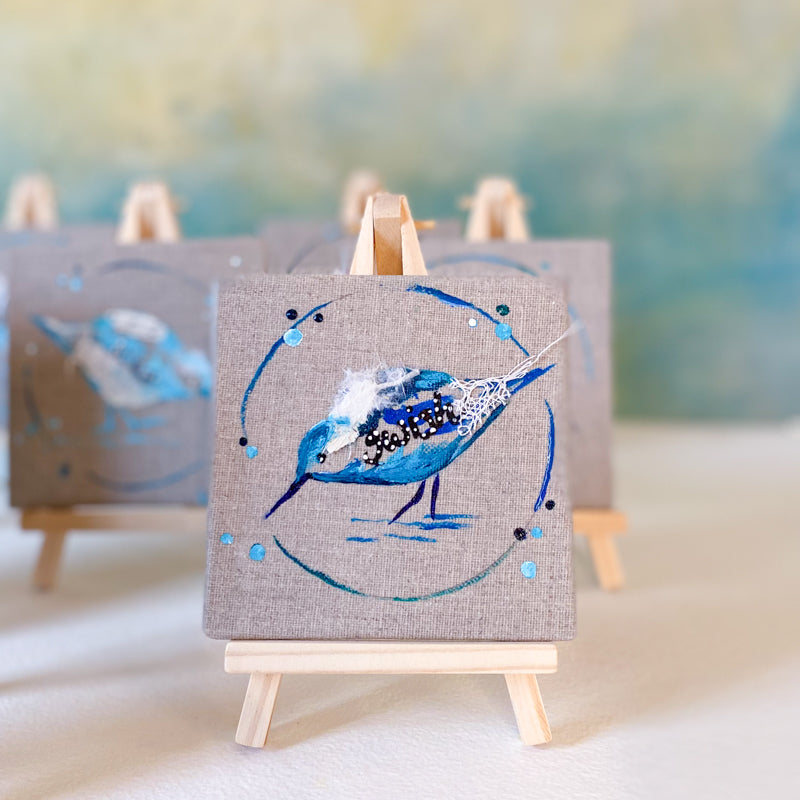 Mini Bird Painting on Easel Sandpiper Swish