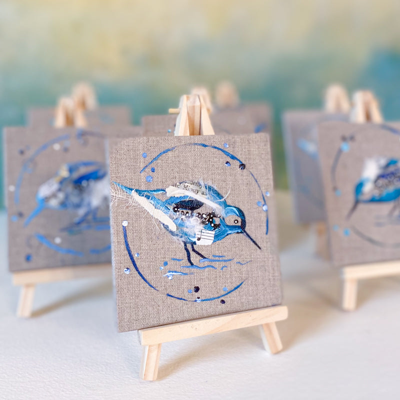 Mini Bird Painting on Easel Sandpiper Sweet