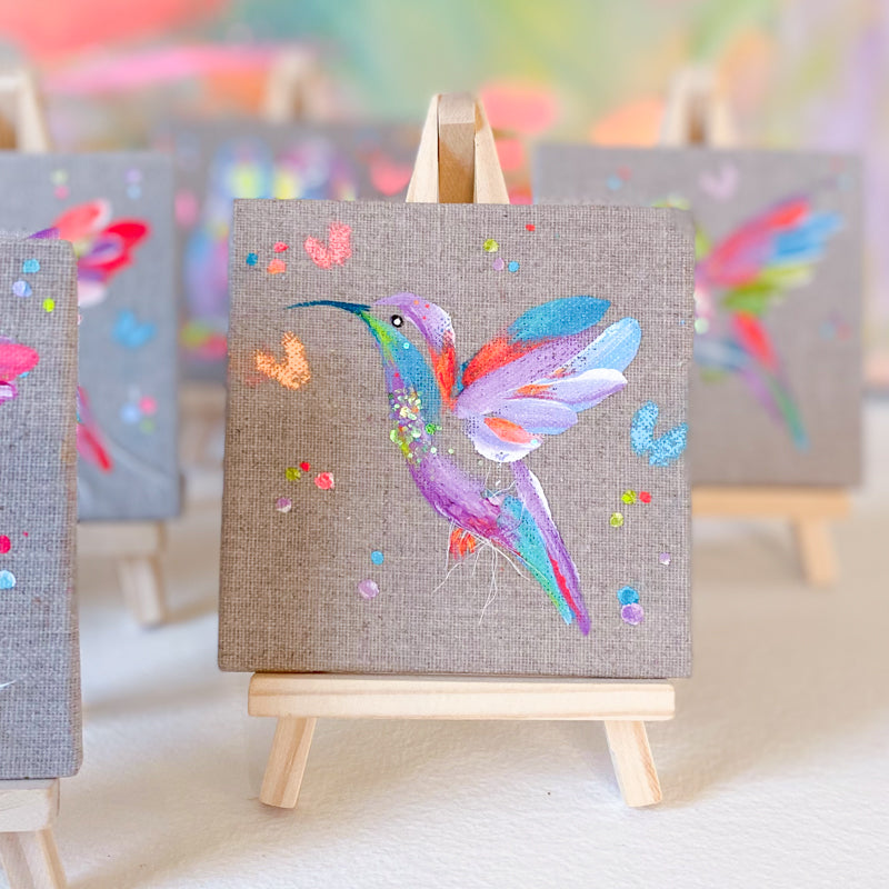 Mini Bird Painting on Easel Hummingbird 3