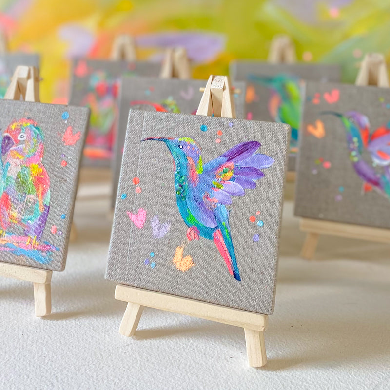 Mini Bird Painting on Easel Hummingbird 6