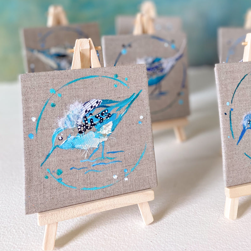 Mini Bird Painting on Easel Sandpiper Bliss