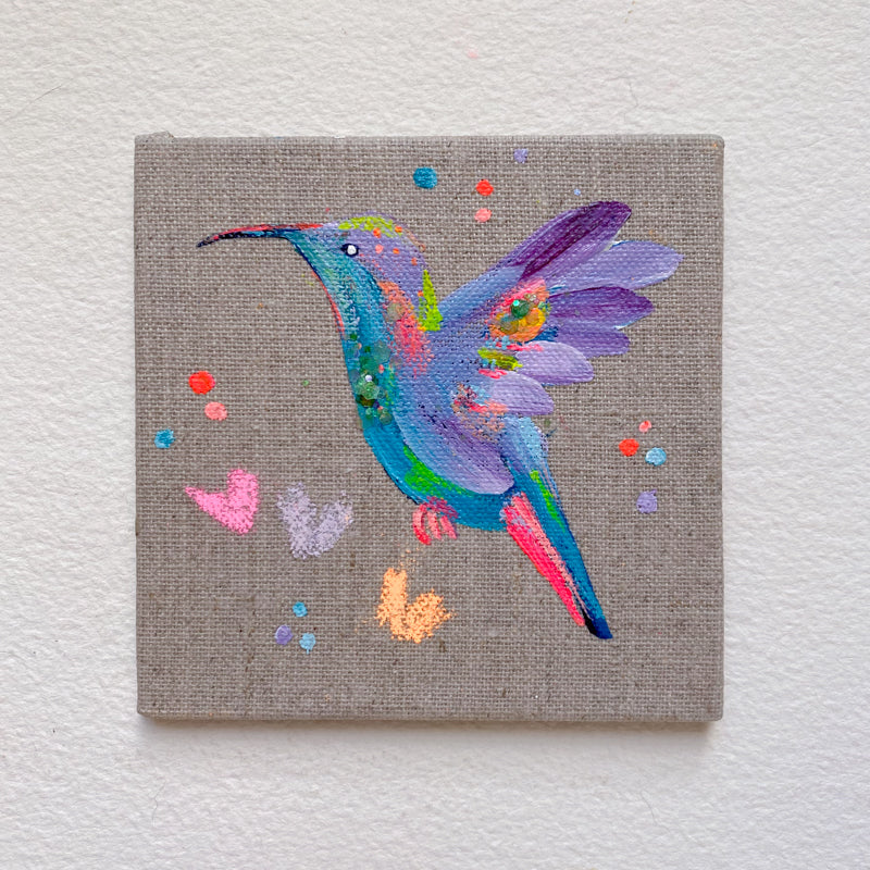 Mini Bird Painting on Easel Hummingbird 6