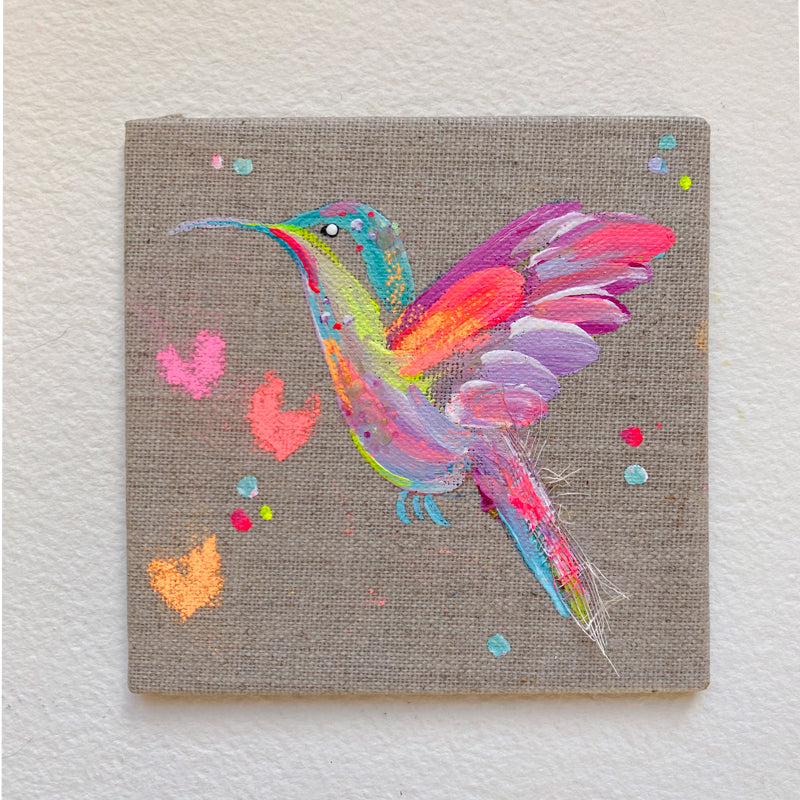 Mini Bird Painting on Easel Hummingbird 4