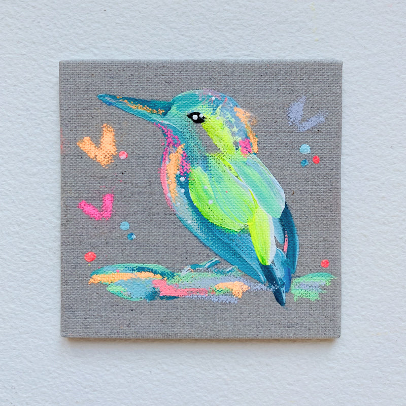 Mini Bird Painting on Easel Kingfisher 4