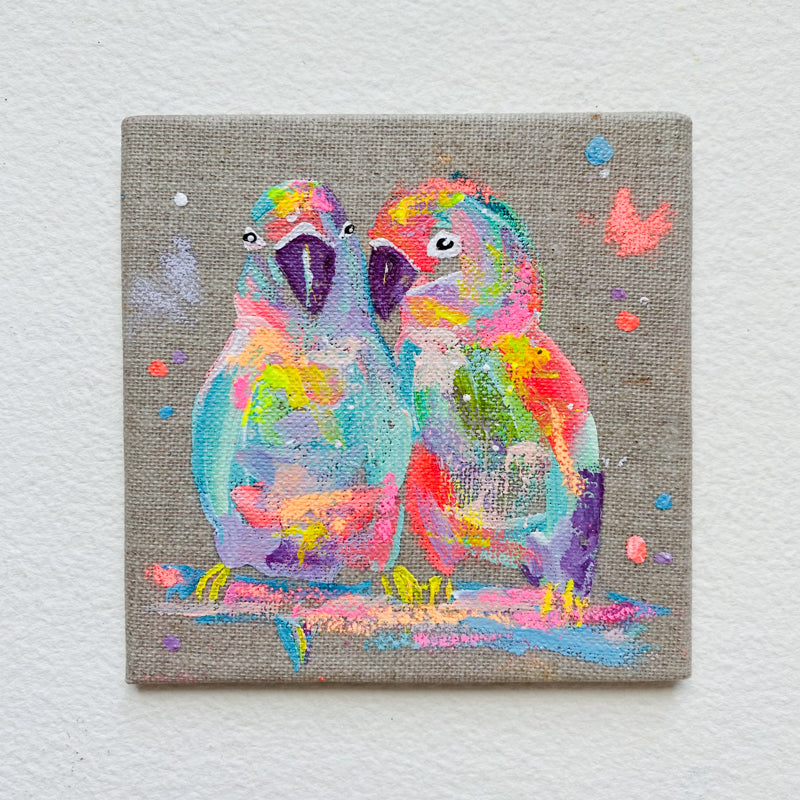 Mini Bird Painting on Easel Lovebirds 4