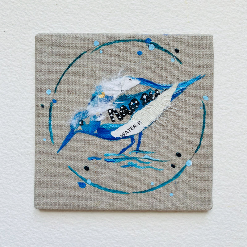 Mini Bird Painting on Easel Sandpiper Happy