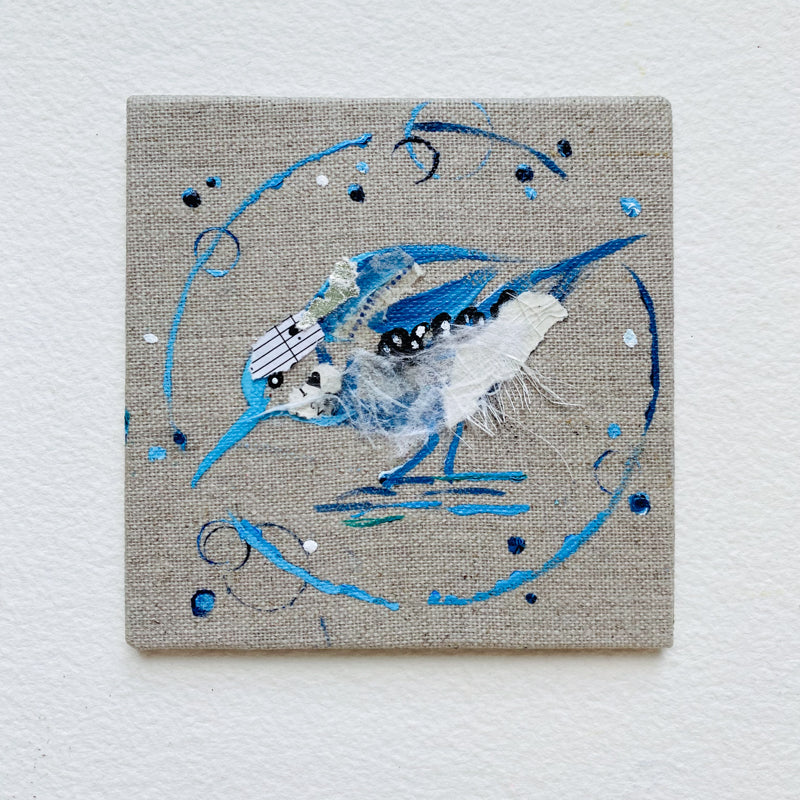 Mini Bird Painting on Easel Sandpiper Ocean