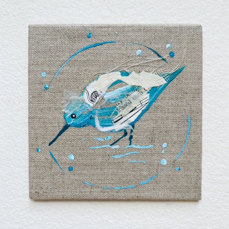 Mini Bird Painting on Easel Sandpiper Kiss