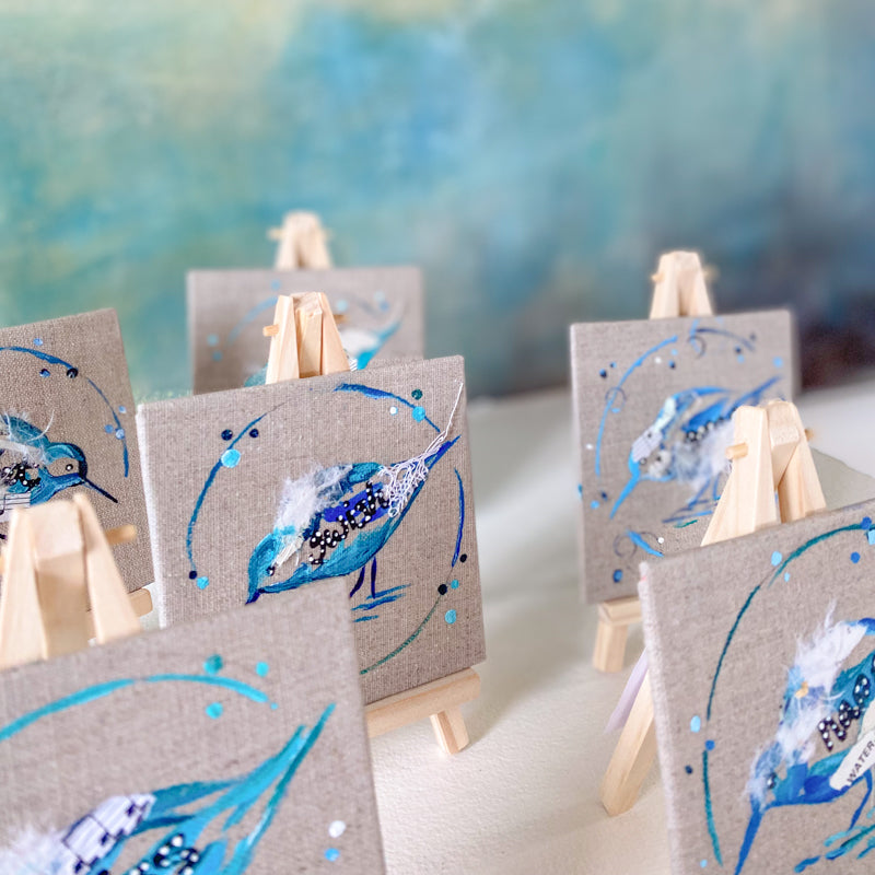 Mini Bird Painting on Easel Sandpiper Swish