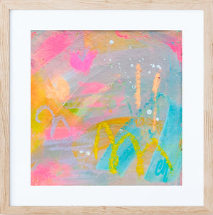 Bubblegum Milkshake with Lemon Drizzle Cake | Abstract Painting on Paper