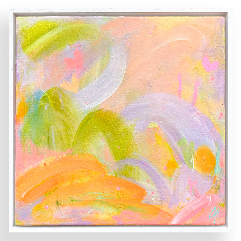 Peach Bellini with Lavender Sorbet | Framed Acrylic Painting on Canvas