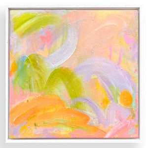 Peach Bellini with Lavender Sorbet | Framed Acrylic Painting on Canvas