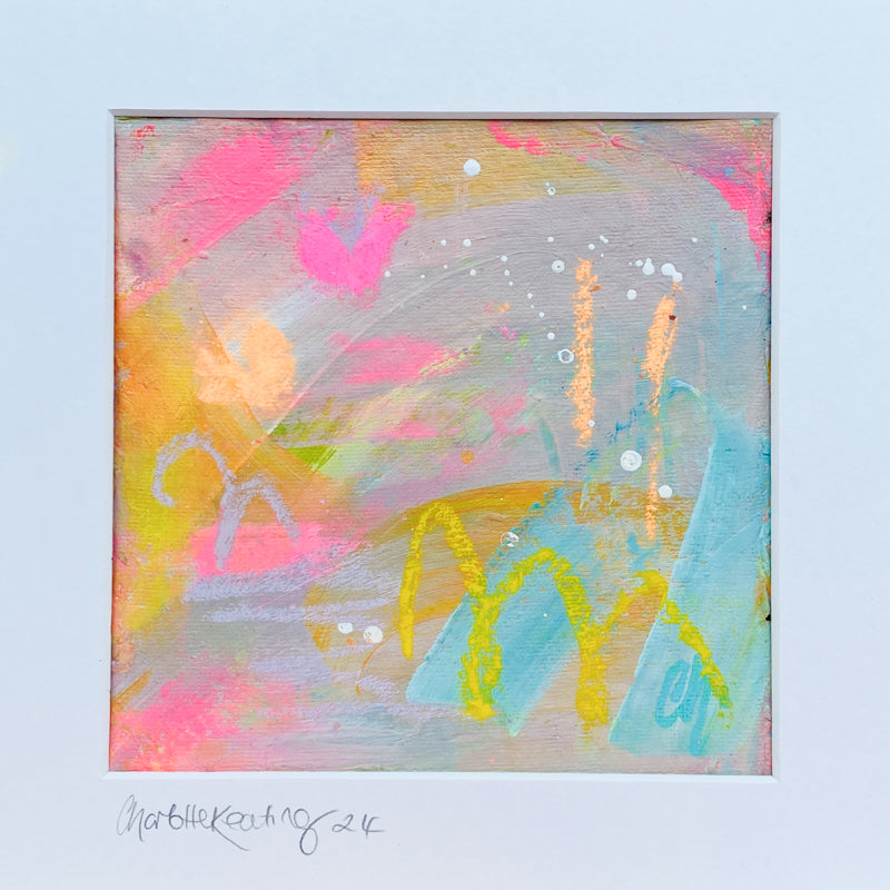 Bubblegum Milkshake with Lemon Drizzle Cake | Abstract Painting on Paper