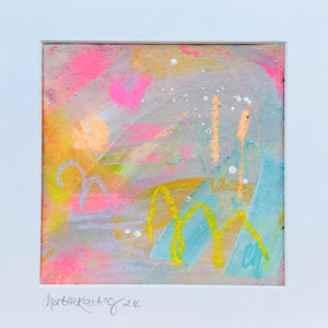 Bubblegum Milkshake with Lemon Drizzle Cake | Abstract Painting on Paper