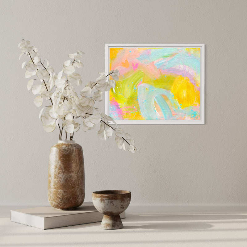 Sherbet Dip with Strawberry Milkshake | Framed Acrylic Painting on Canvas