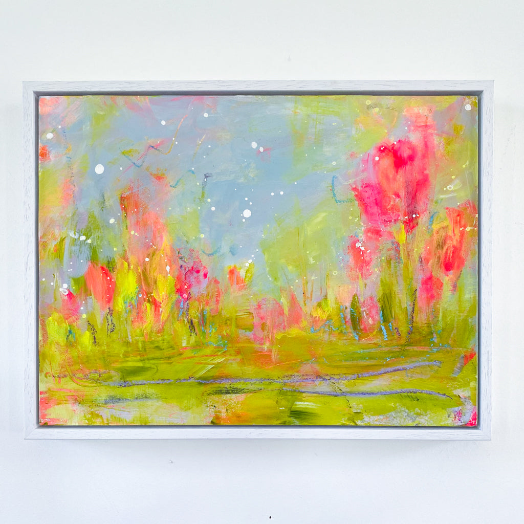 Hand in hand Tulip Fields | Framed painting on Cradled Board