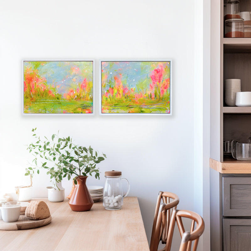 By My Side Tulip Fields | Framed painting on Cradled Board