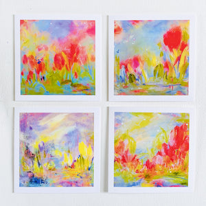 4 Pack Cards Flourish | Floral Abstract Blank Greetings Card