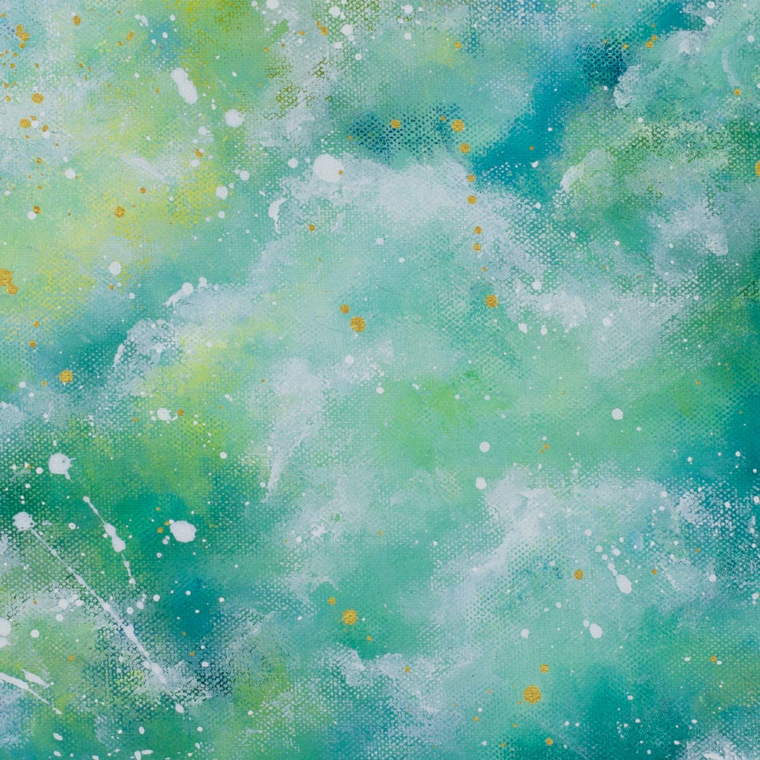 Expansion| Framed Green Blue Cloud Moon Painting 40cm x 40cm