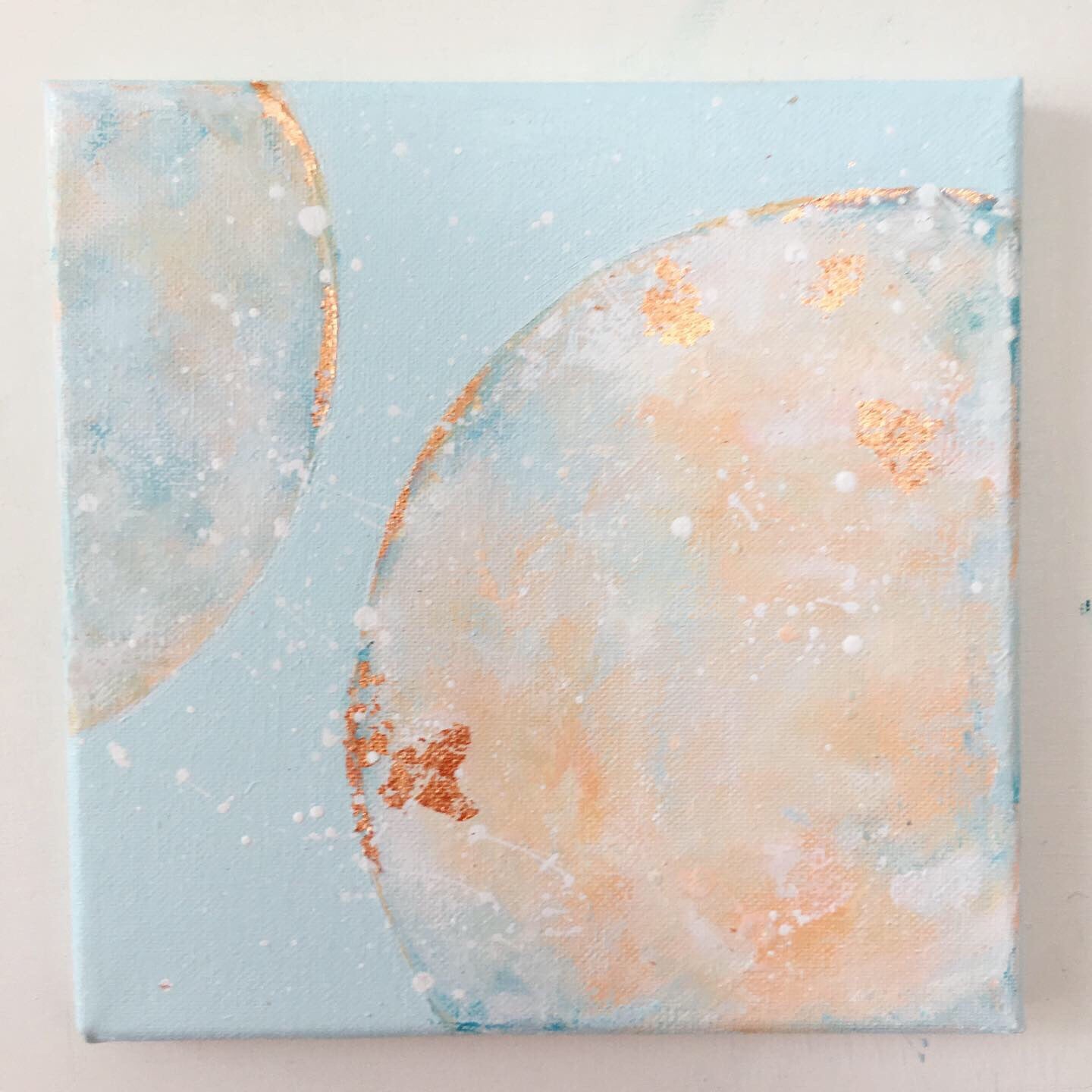 Moonscape #117 | Mer Lunaires Series | Abstract painting moon sky blue peach