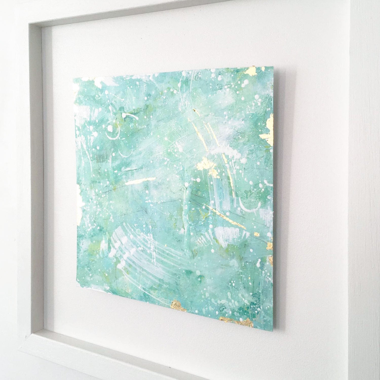 Over The Andes | Framed green abstract landscape painting 35 cm